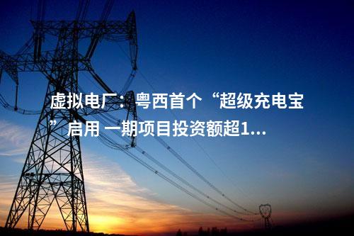 虚拟电厂：粤西首个“超级充电宝”启用 一期项目投资额超11亿元