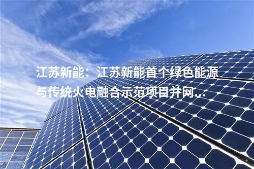 江苏新能：江苏新能首个绿色能源与传统火电融合示范项目并网投运