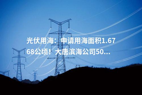光伏用海：申请用海面积1.6768公顷！大唐滨海公司500kw漂浮式光伏耦合发电技术研究与示范项目用海公示