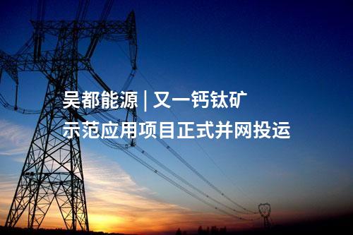 吴都能源 | 又一钙钛矿示范应用项目正式并网投运